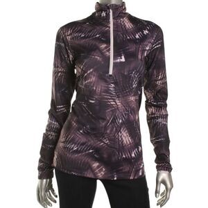 Nike Dri fit women’s purple pattern, zip mock neck, active wear top S/medium
